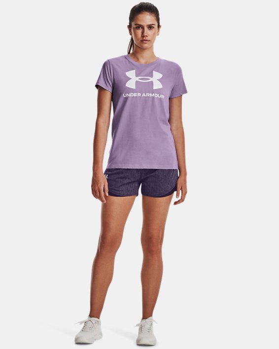 Women's UA Play Up Shorts 3.0 Twist, Purple, pdpMainDesktop image number 2